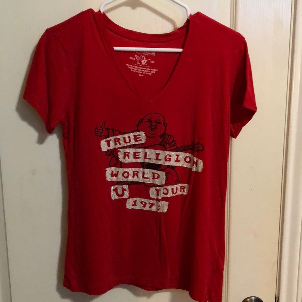 true religion v neck with rhinestones